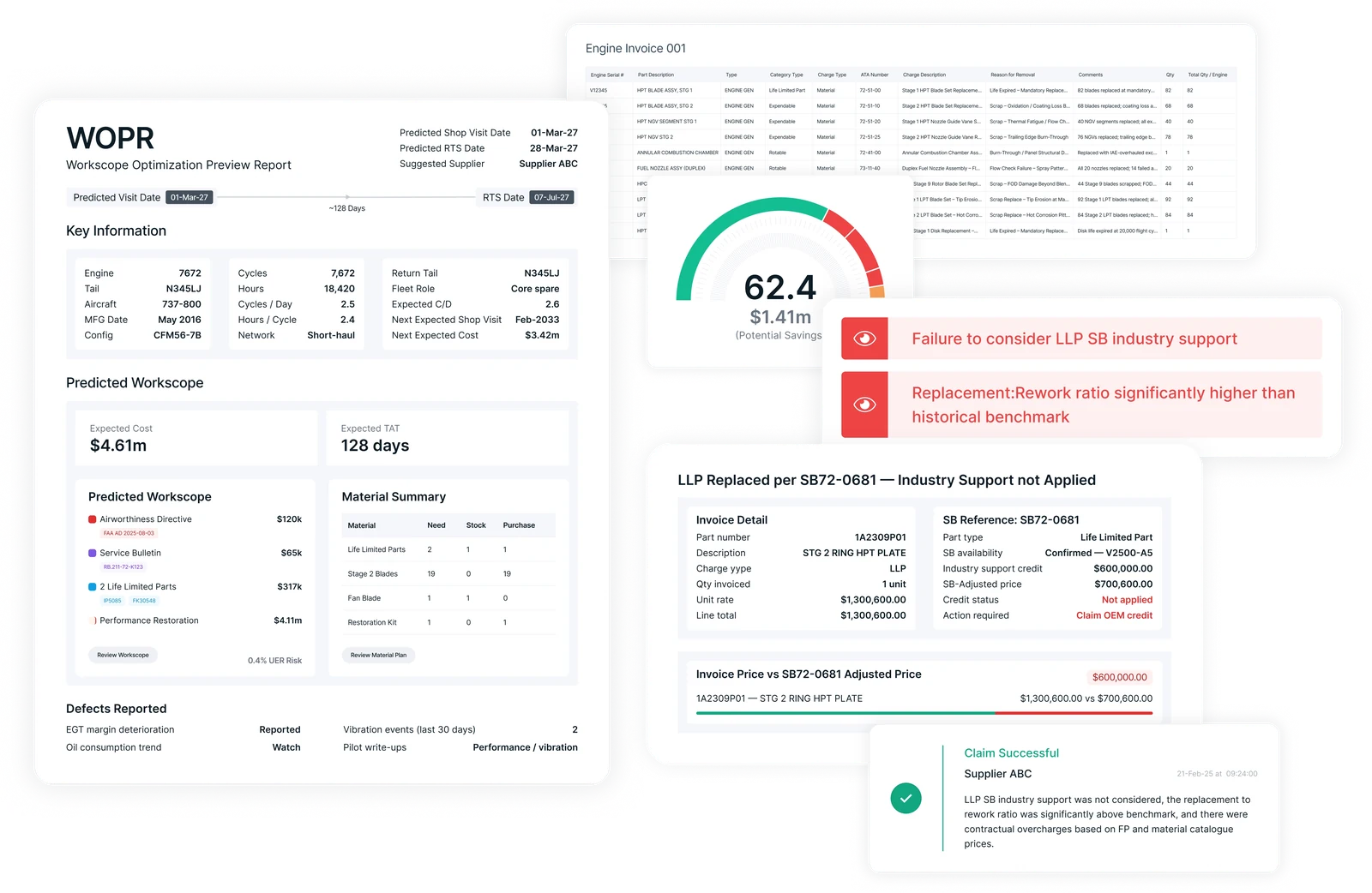 ValStream Engines WOPR and Invoice Diagnostics report
