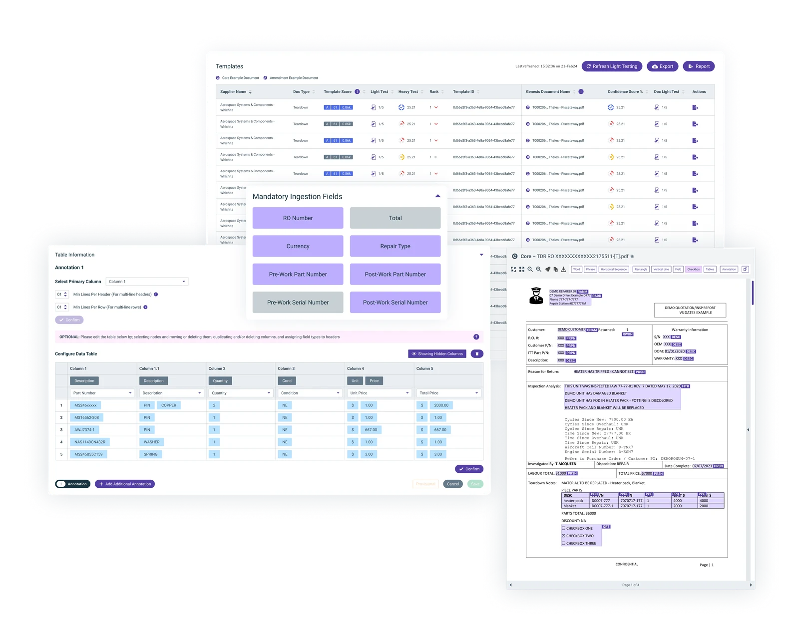 Document Intelligence extracting structured data from aviation repair documents